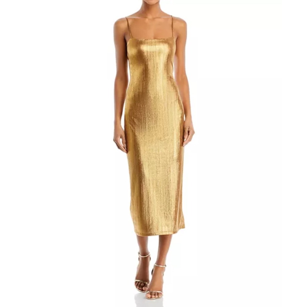 Elegant Gold Midi Dress